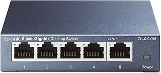 TP-Link 5 Port Gigabit Ethernet Network Switch | Ethernet Splitter | Sturdy Metal w/ Shielded Ports | Plug-and-Play | Traffic Optimization | Unmanaged (TL-SG105) (Renewed)