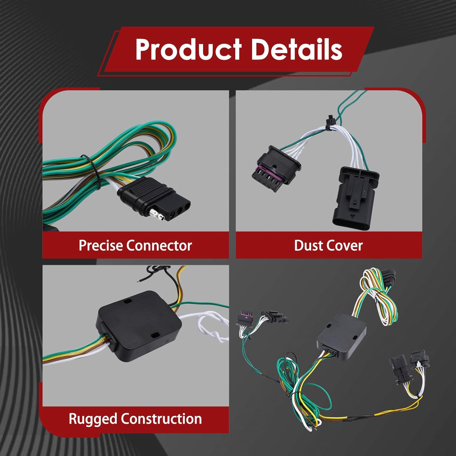 56274 Custom 4-Pin Trailer Wiring Harness for Jeep Renegade 2015-2023, 4 Way Flat Towing Hitch Wiring for Renegade Light, Plug and Play T-Connector Hitch Receiver Harness Kit