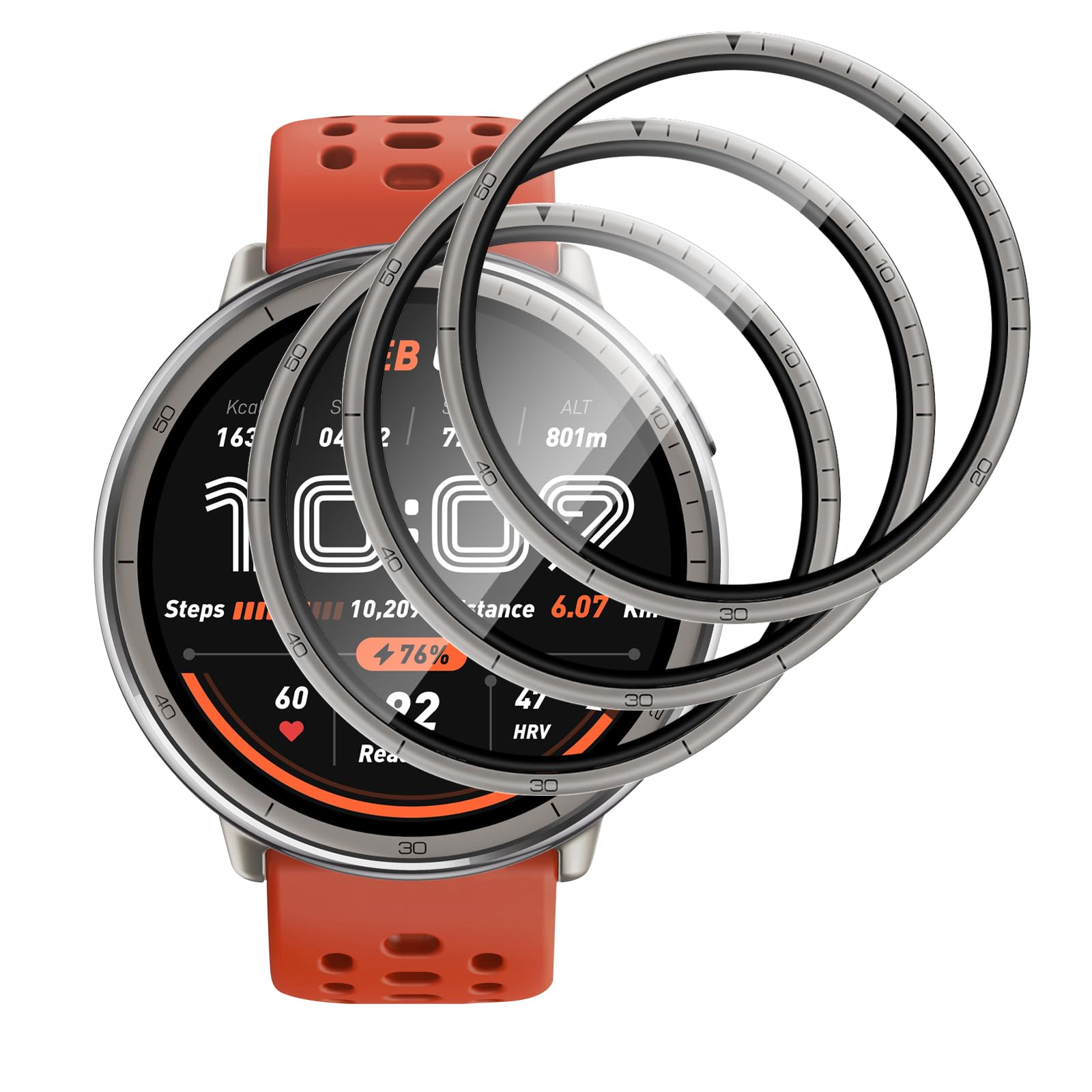 Lutree Pour Amazfit Active 2 Protection écran, 3 Pièces 3D Couverture Complète HD Flexible Protecteur D'écran, Anti-Empreintes Sans Bulles Anti- Rayures Film