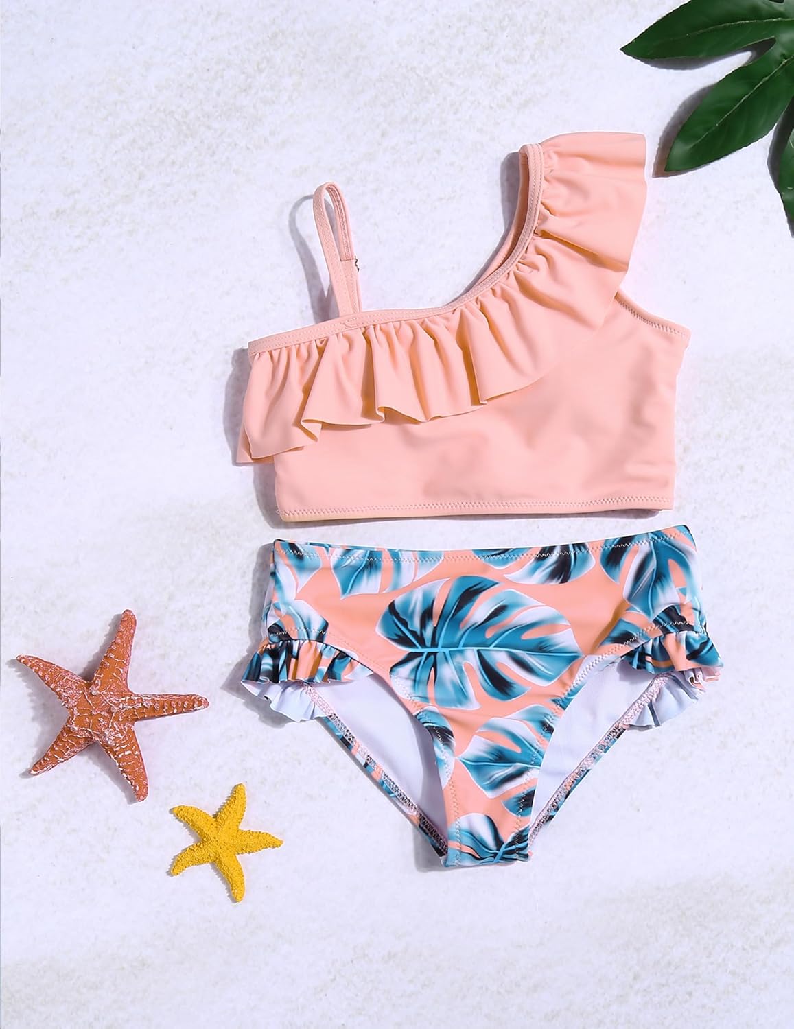 Arshiner Girls Two Piece Swimsuit Ruffles Flounce Printed Bikini Set Swimwear Girl Bathing Suits with Chest Pad 4-15 Years - Image 2
