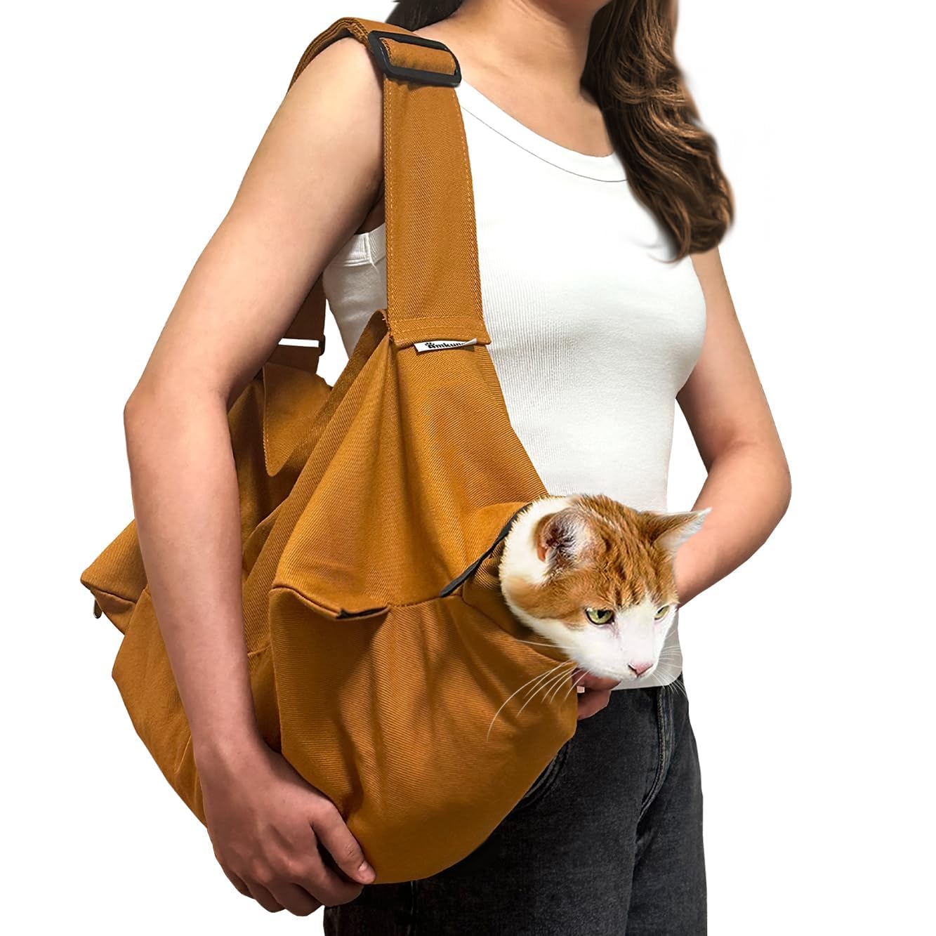 Sac de transport pour chats de 5 à 10 kg en tissu respirant café