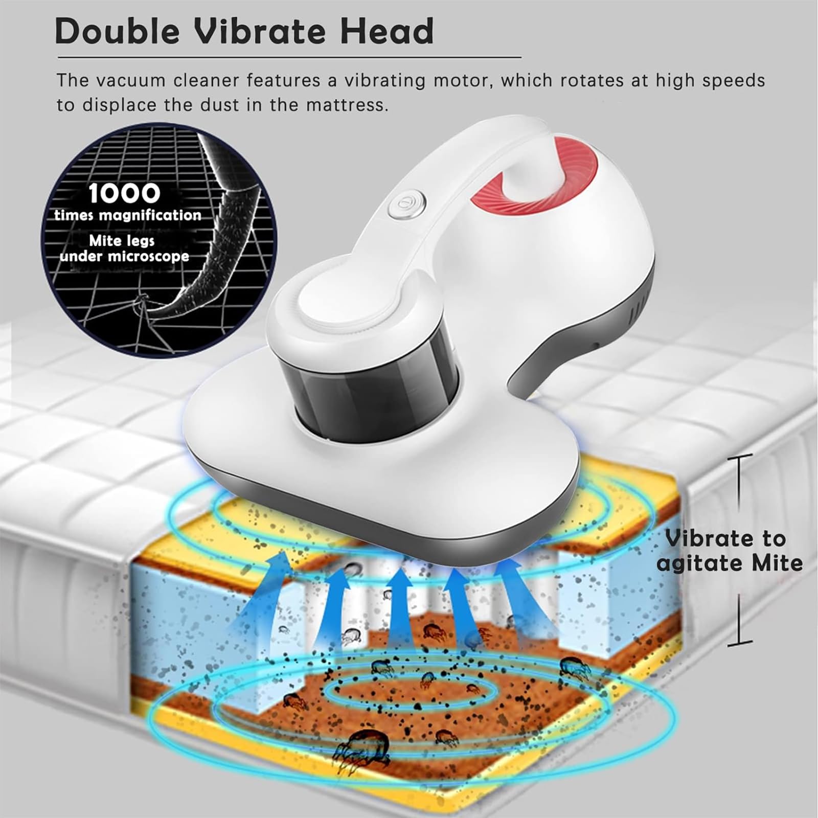 Aspiradora de mano con fuerte succión de 13 Kpa, cubo de polvo de 600 ml, batido de alta frecuencia, caja de polvo lavable para una limpieza eficiente del polvo, madera dura, alfombras, pelo de