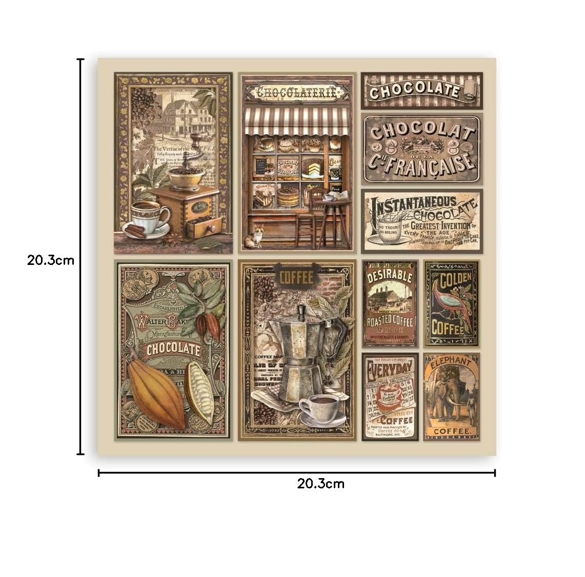 Scrapbooking Pad 22 hojas cm 20,3 x 20,3 (8 pulgadas x 8 pulgadas) Single Face Coffee and Chocolate