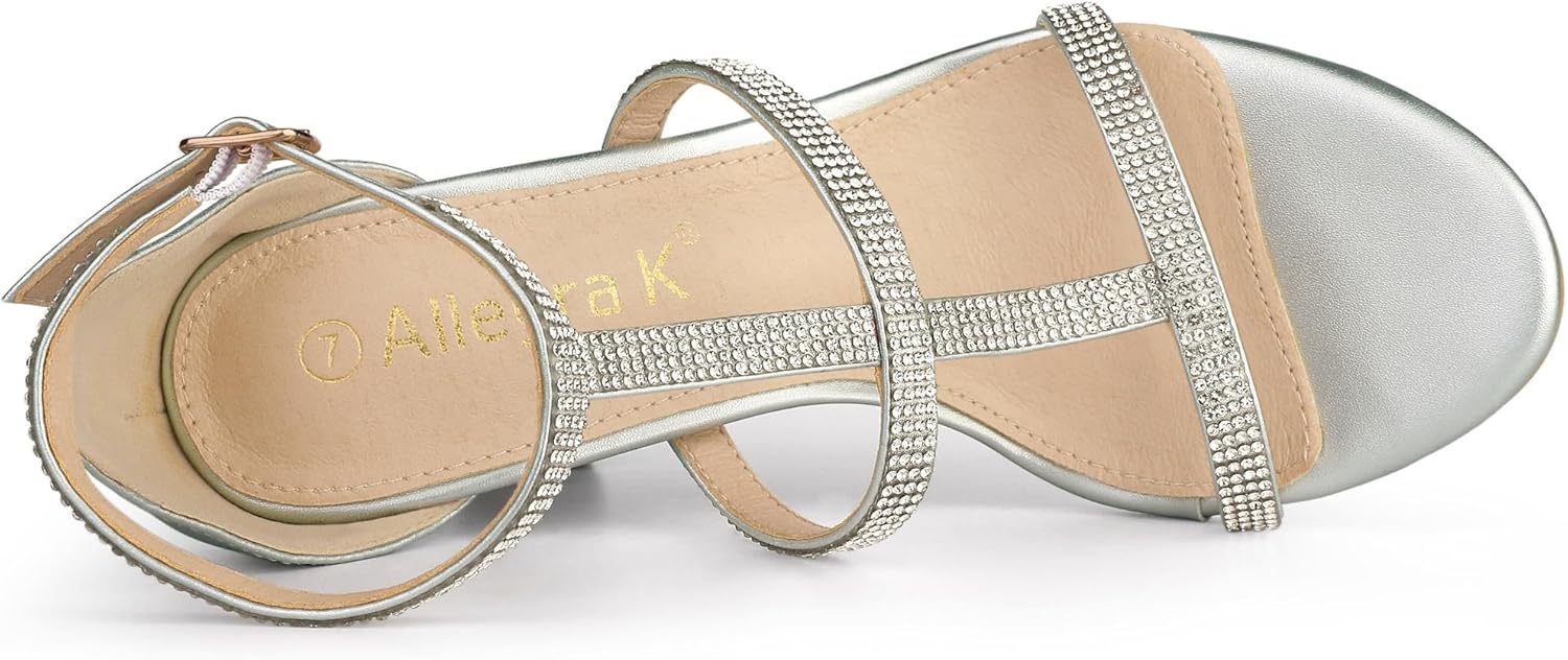 Allegra K Women's Rhinestone Ankle Strap Stiletto High Heel Sandals - Image 4