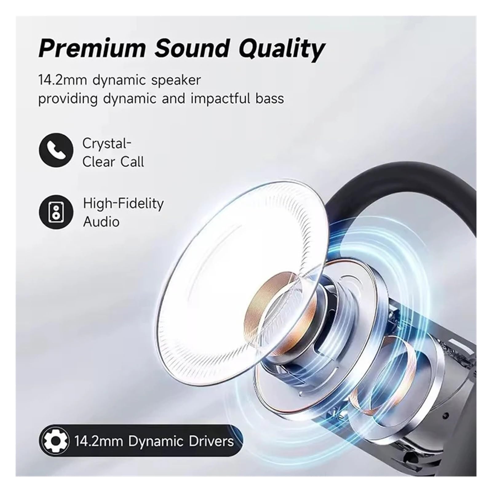 Real-Time Language Translator Headphones Bluetooth Earphones Sports Noise Reduction Earhooks Headset Smart Touch Screen(White)