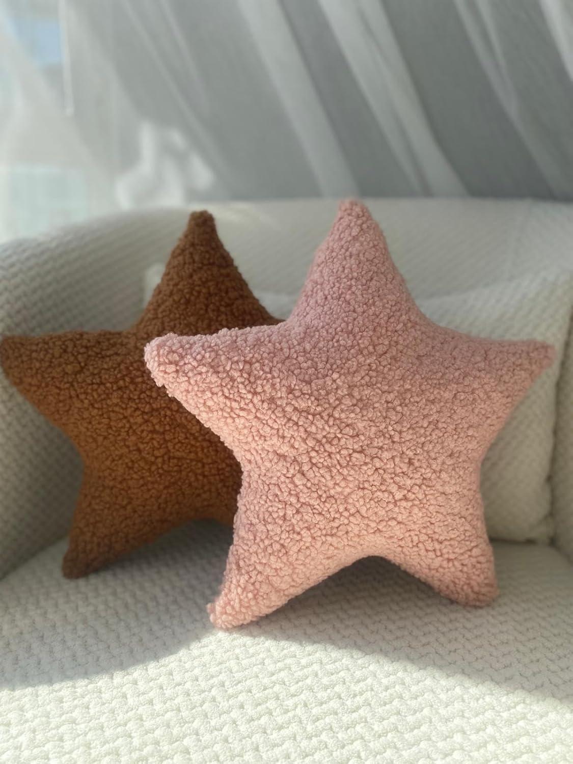 Handmade Decorative Brown Star Pillow, Star-Shaped Pillow for Baby/Child Room, Nursery Decor, Living Room, Bedroom