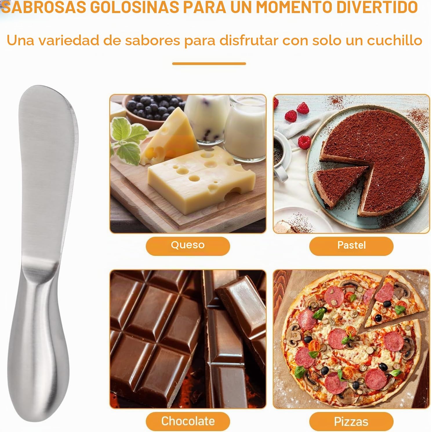 Linwnil Juego de cuchillos esparcidores, esparcidores de queso y mantequilla, cuchillos de mantequilla multiusos de acero inoxidable