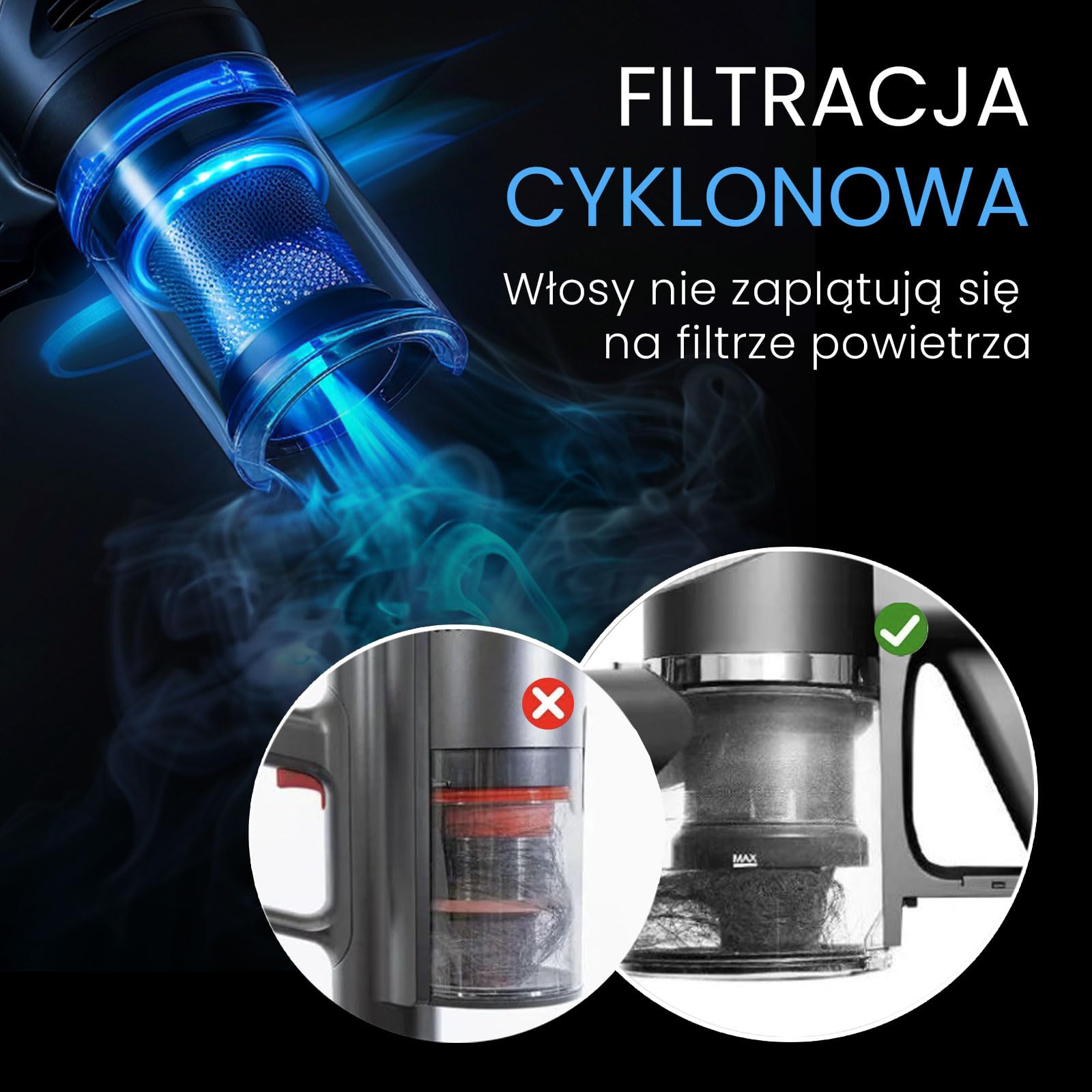 Odkurzacz Bezprzewodowy stojący Air Essence Bise Max 120AirWatt, czerwony, vacuum cleaner, technologia cyklonowa, Odkurzacz Pionowy, Technologia Honeycomb, Odkurzacz Samochodowy, Odkurzacz Bezworkowy
