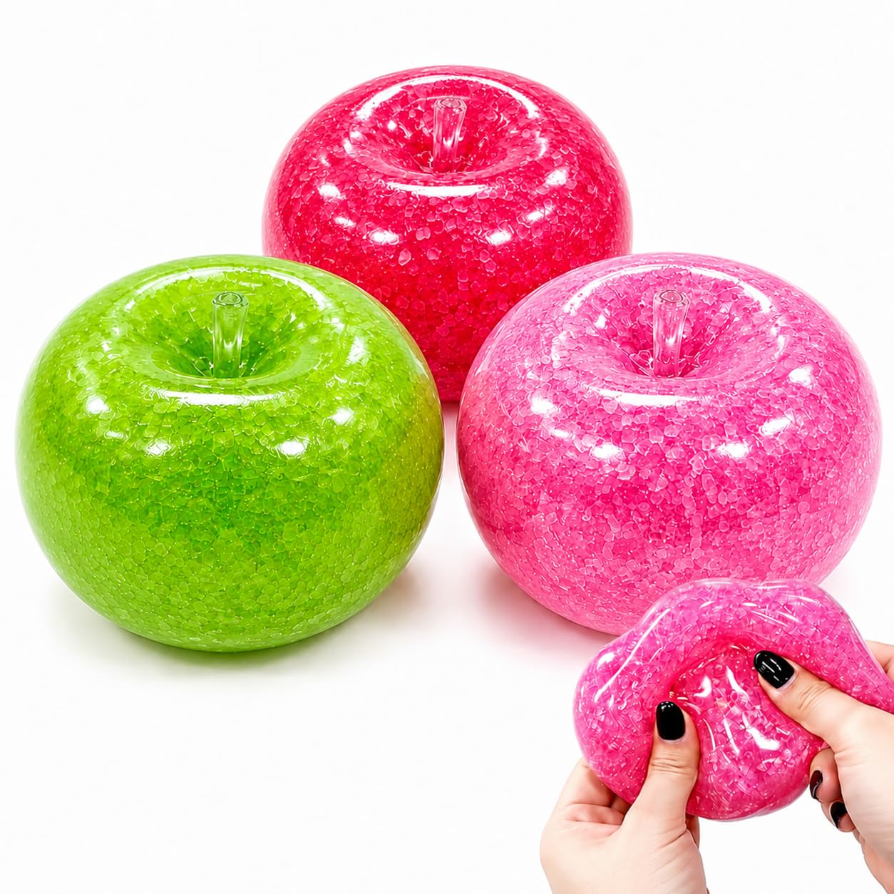3Pcs Slushy Apple Squishy, Green Red Pink Apple Squishy Fidget Toys