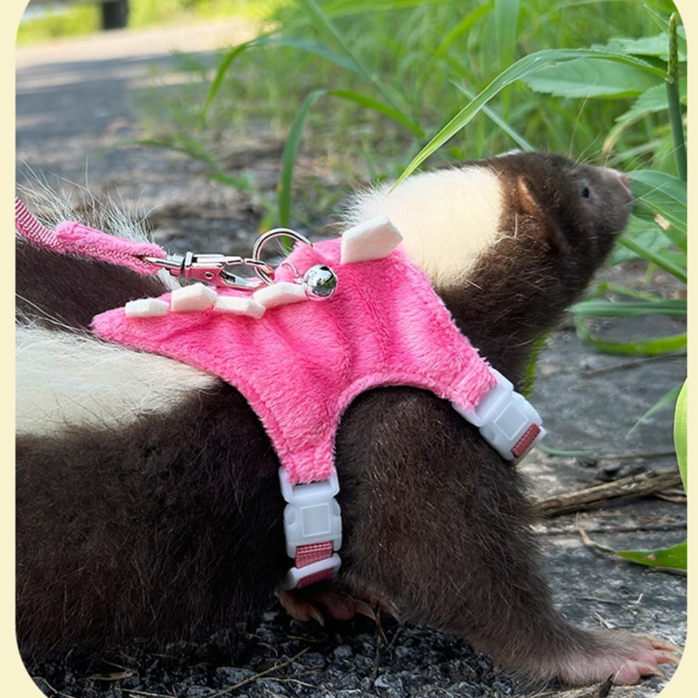 MANON ROSA Dino-Geschirr & Leine Für Kleintiere – Verstellbar, Mit Glocke, Für Kaninchen & Meerschweinchen