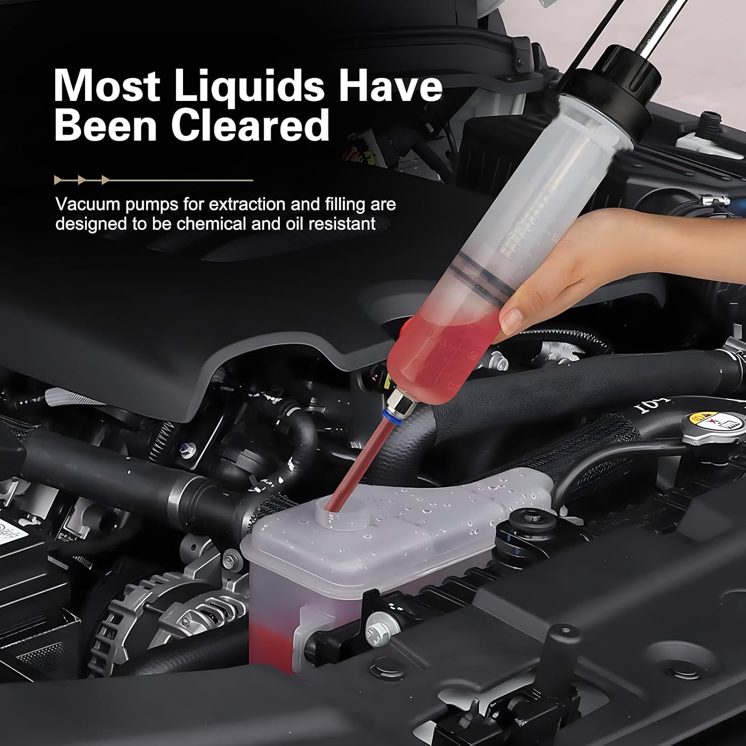 Car Power Steering Fluid Extractor, 200cc Oil Suction Pump, Manual Extraction Oil Syringe with 2 Hoses, Universal for Most Cars (White)