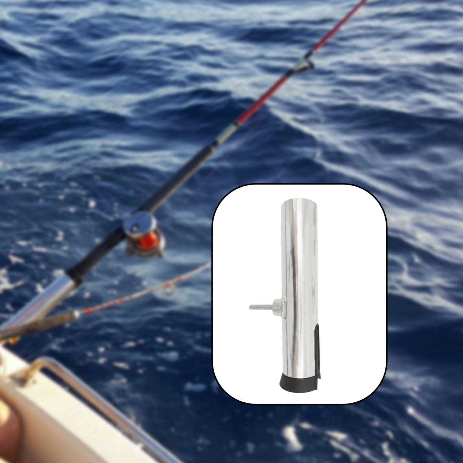 Portacanna da Barca in Acciaio 304 Regolabile Portacanne Supporto Staffa Clamp Blocco 360 Gradi con Rivestimento Interno Protettivo E Serraggio 13-27 , Moderno, Funzionale