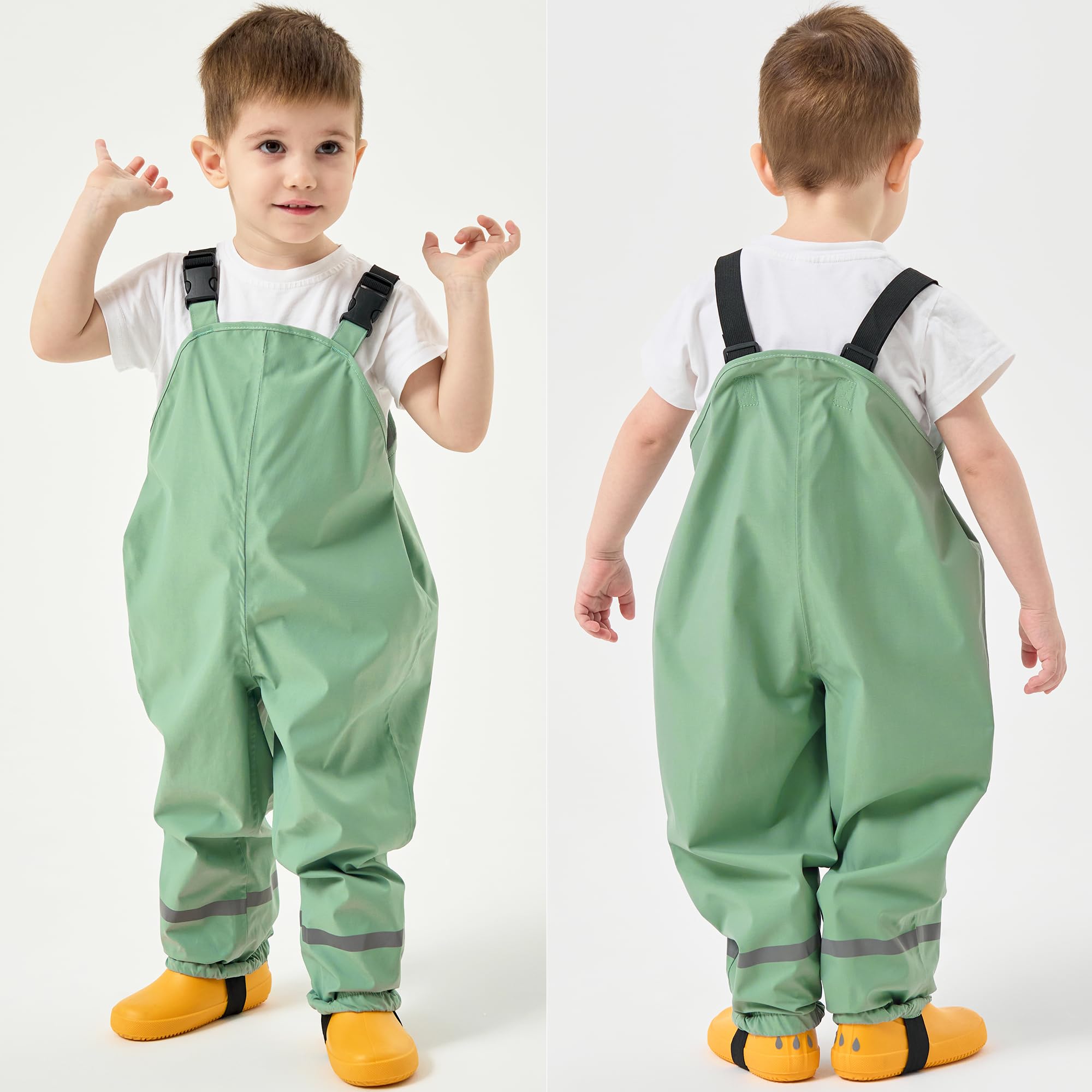 Fewlby Pantalon Imperméable Enfant, Pantalon de Pluie Salopette Filles Garçons Combinaison de Pluie Réutilisable Vêtements de Pluie