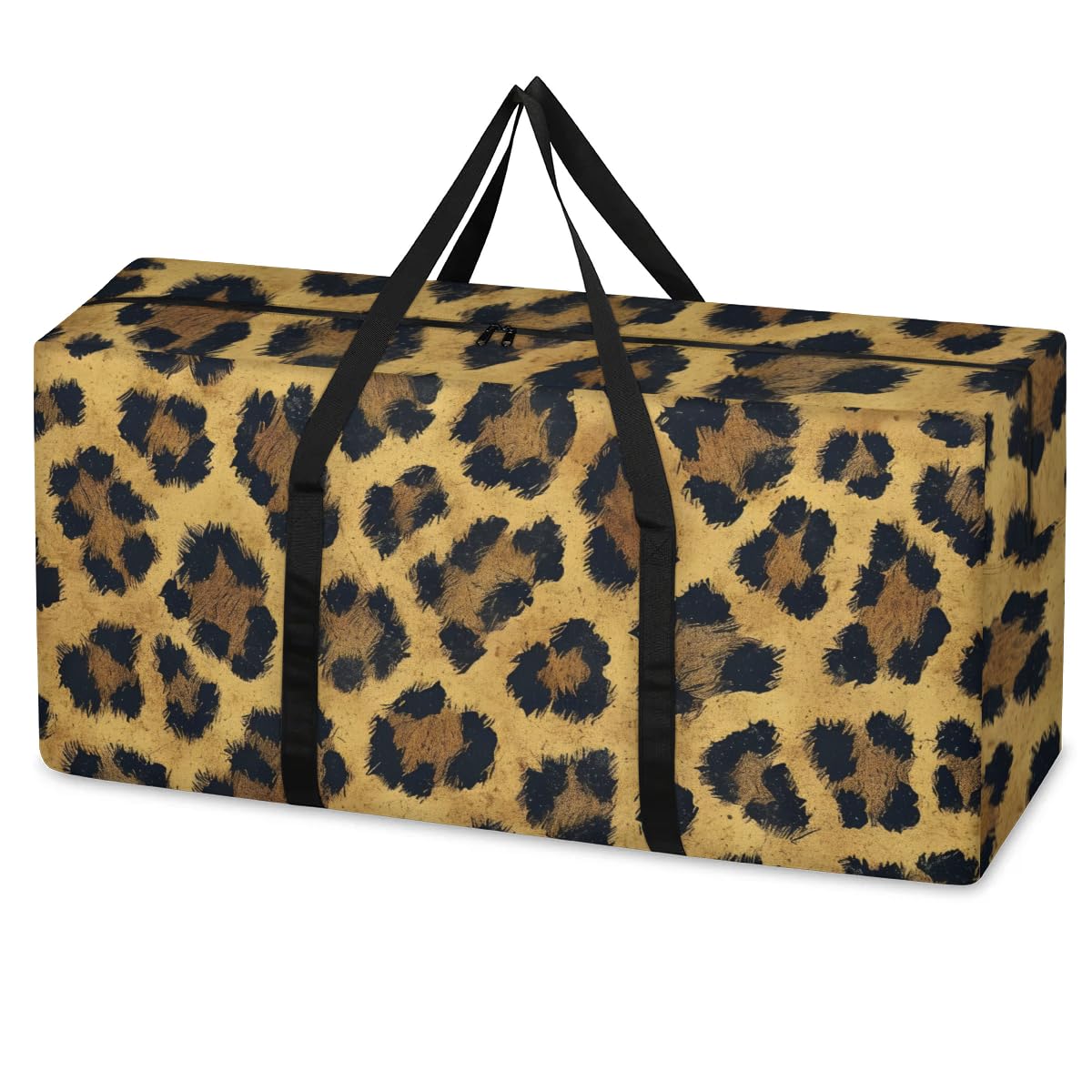 Shoblo Extra Large Moving Bags with Zippers & Carrying Handles Heavy-Duty Storage Tote for Space Saving Leopard Print Style