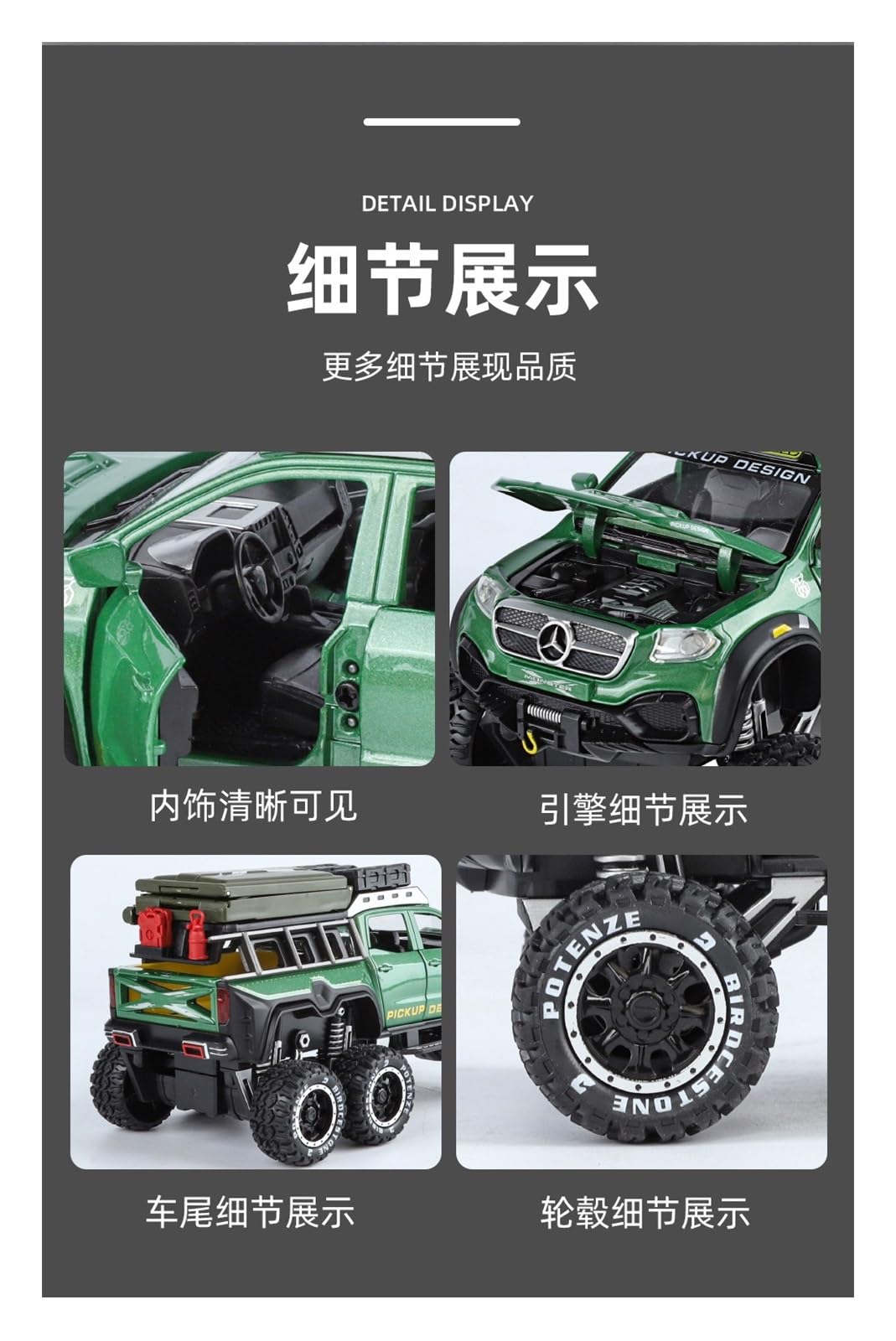 Metallo Scala Replica 1 24 Per Mercedes-Benz Pickup Truck RV Modello Campeggio Esterno Fuoristrada Adulto Miniatura Hobby Veicoli Giochi Set