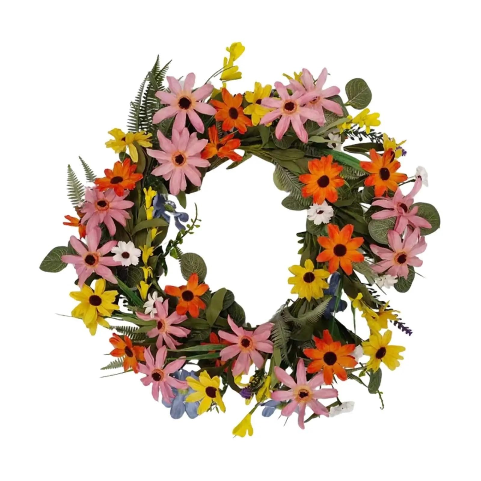 Door Wreath Artificial Spring Wreaths Handmade Pink Flower For Patio Farmhouse