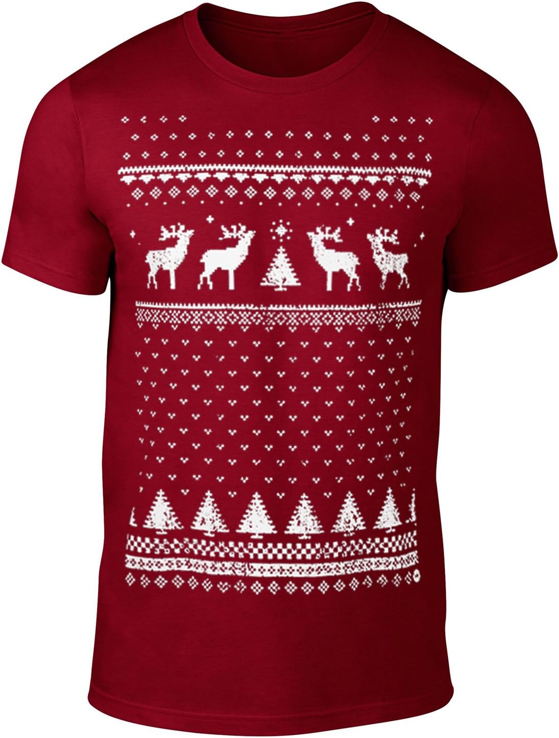 Mens Reindeer T-Shirt- Maroon - Great Novelty Alternative to The Christmas Jumper (XL, Maroon)