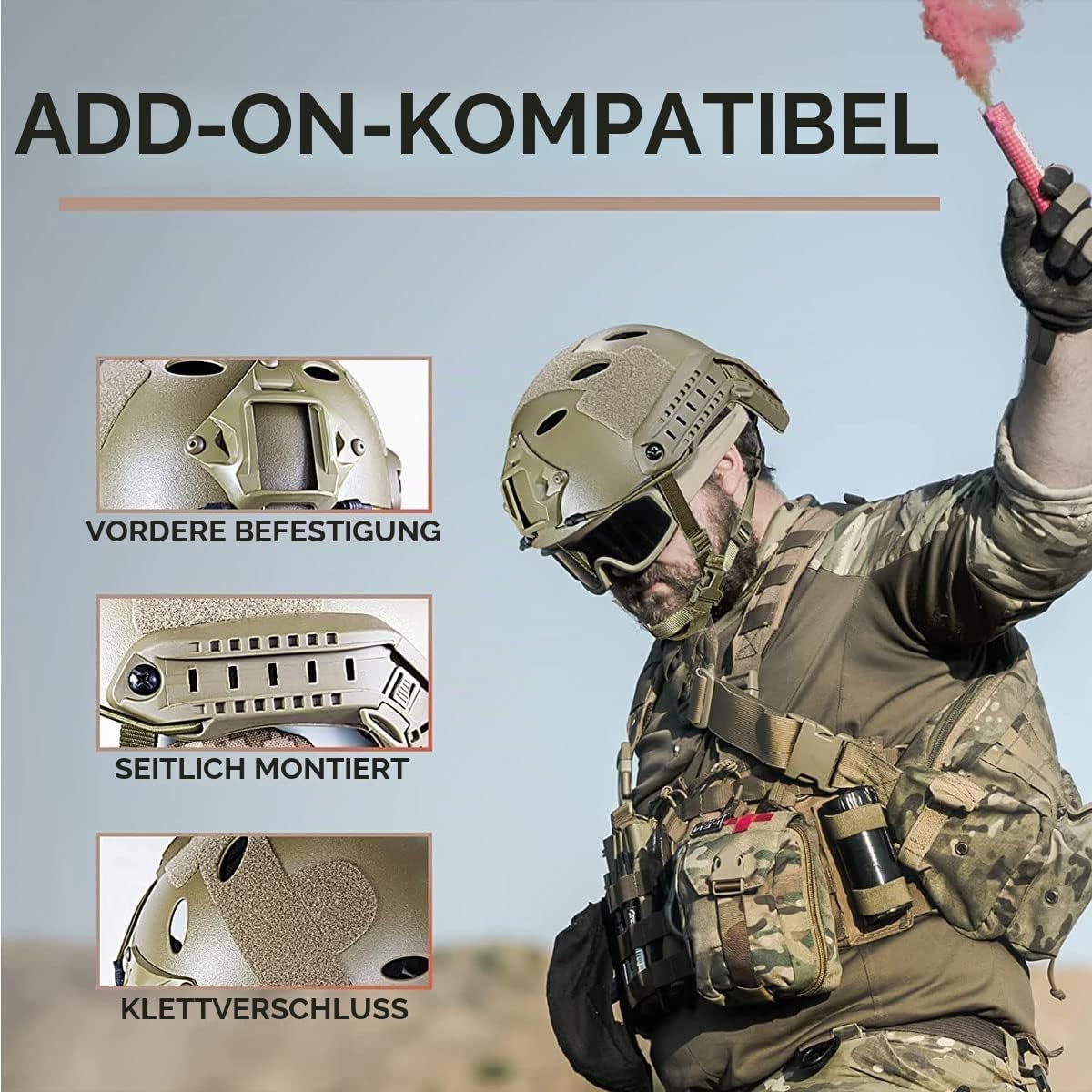 PJ Tactical Paintball Airsoft Helm Fast Militärhelm mit NVG-Halterung und seitlicher Führungsschiene