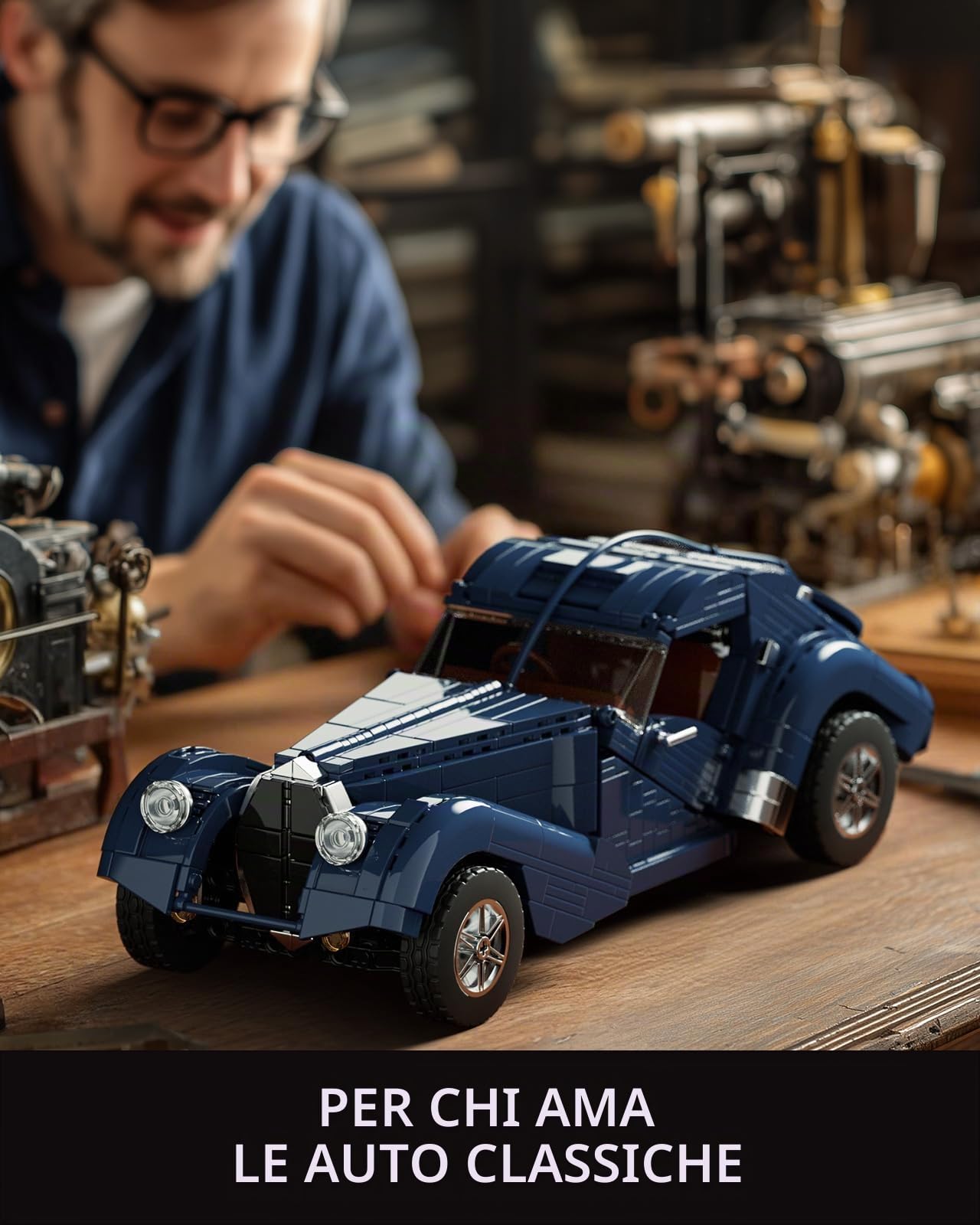 Nifeliz Atlantic, Set di costruzione di auto sportive per adulti, in scala 1:14, modello Grand Tourer vintage, da collezione, modello di costruzione di veicoli classici, regalo per gli amanti delle