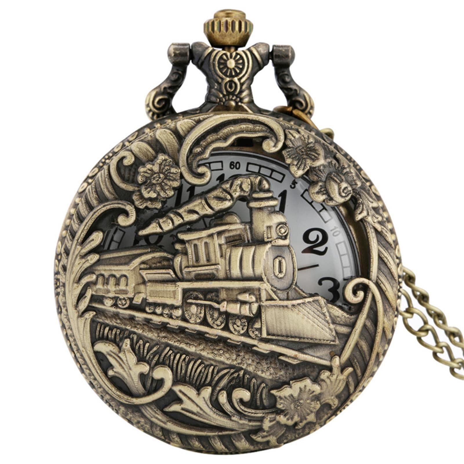 Zegarek kieszonkowy i łańcuszek, Vintage zegarek kieszonkowy Vintage Steampunk Ażurowy kwarcowy zegarek kieszonkowy z łańcuszkiem Boże Narodzenie Ukończenie szkoły Prezenty urodzinowe Dzień Ojca