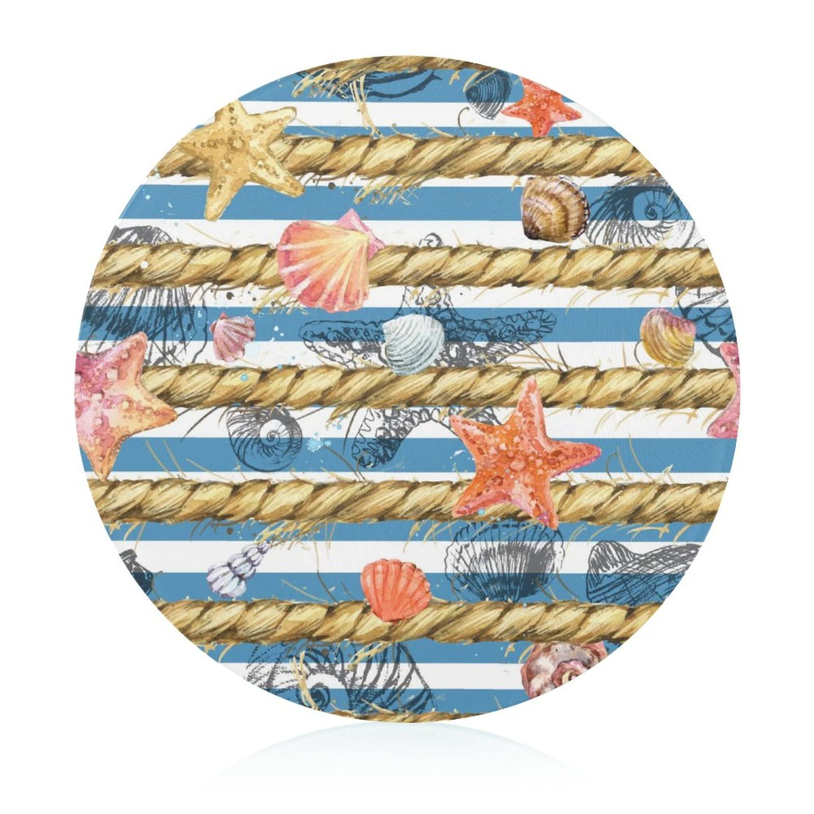 Planche à découper en verre trempé de 20 cm avec motif étoile de mer festonnée