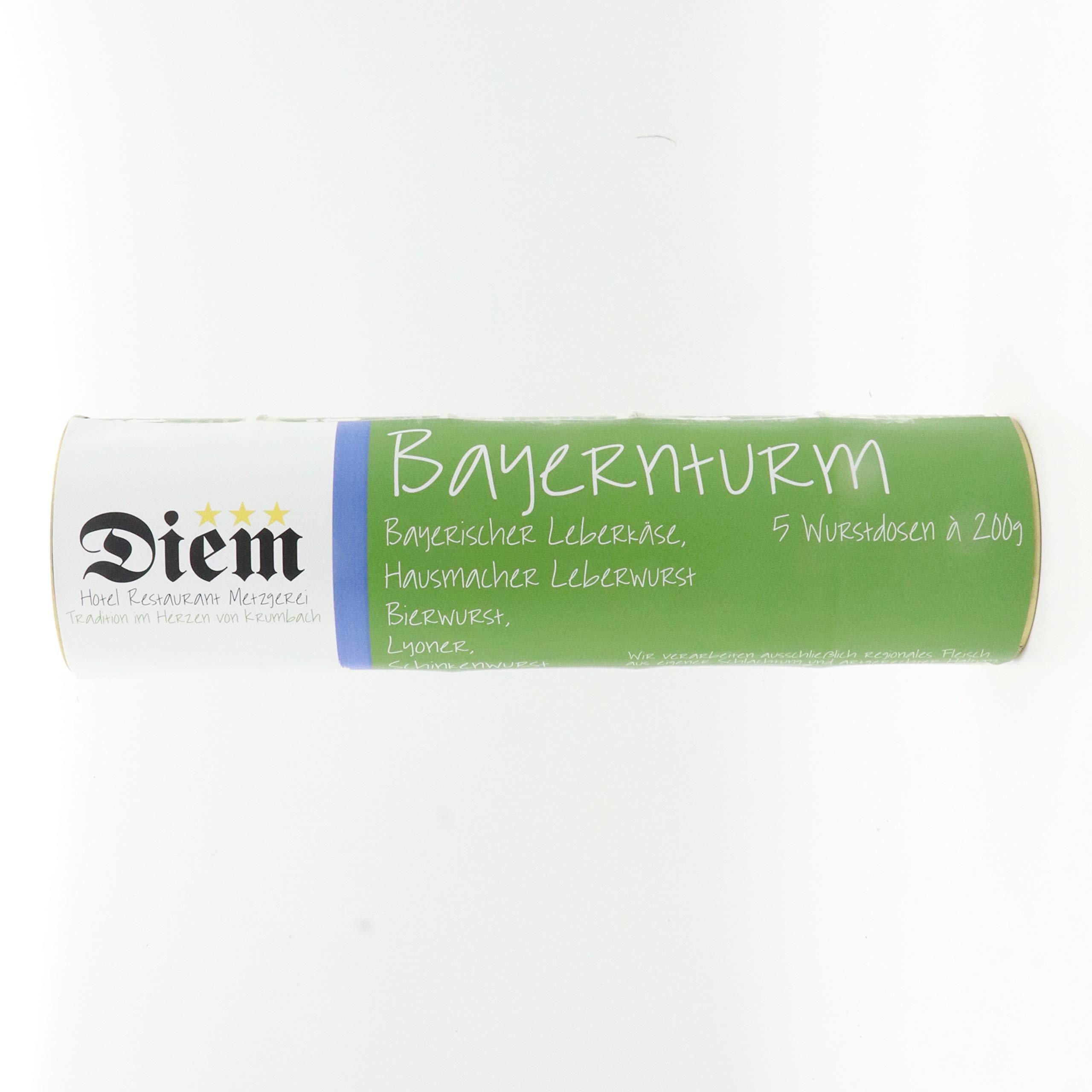 Bayernturm / 5 Dosen (Leberkäse, Bierwurst, Lyoner, Schinkenwurst, Hausmacher Leberwurst 5 x 200g