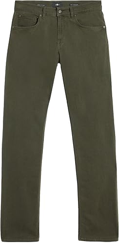 7 For All Mankind The Straight Left Hand Dark Olive Pantalones, Verde, 34W Hombr