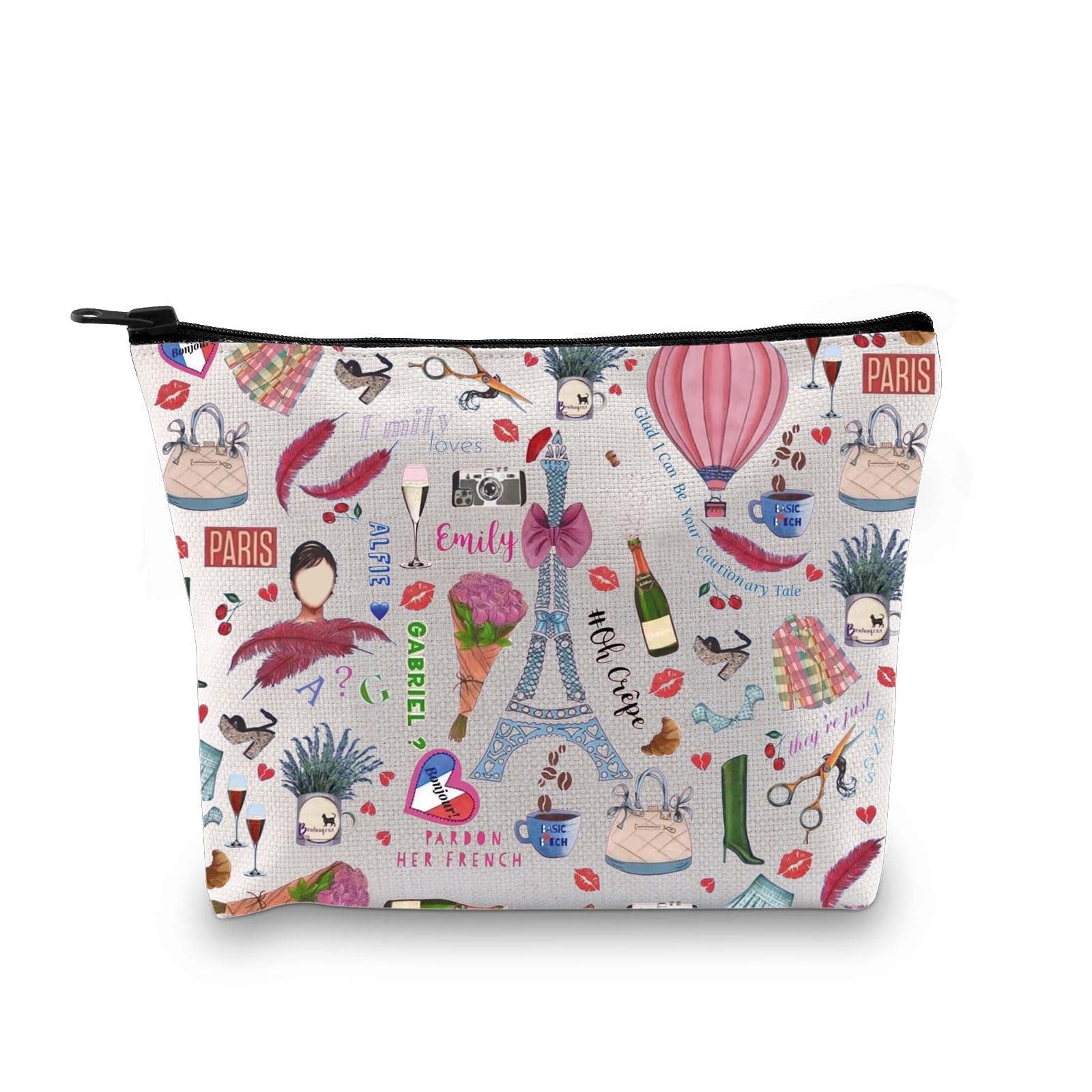 G2TUP TV Show Inspired Gift E Loves Makeup Bag Romantic Comedy-Drama Fan Cosmetic Bag TV Show Lover Gift TV Show Merch, Emily Loves MB