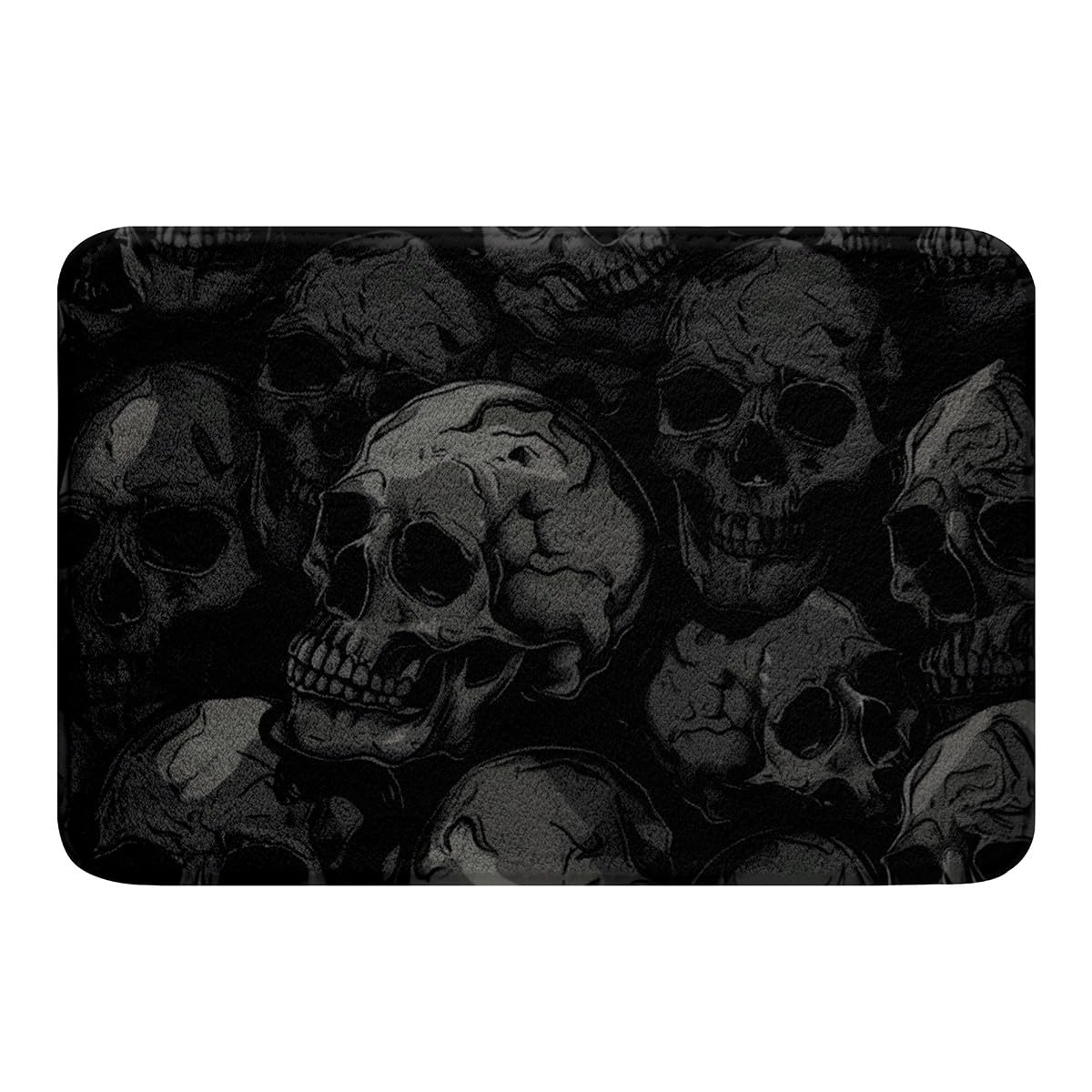 Erosebridal Skull Bathroom Rugs 16"X 24",Gothic Halloween Skeleton Bones Bath Mat,Sugar Skull Horror Theme Floor Rug Carpets,3D Skull Black Grey