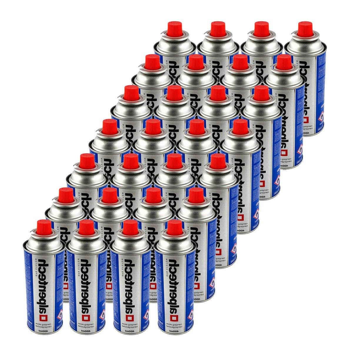 ALPENTECH - Pack de 28 Cartouches Gaz Butane 250 g - Clipsables Anti-Fuite (TUV/UN2037) - Usages : Réchaud, Camping, Chalumeau, Lanterne et Désherbage.