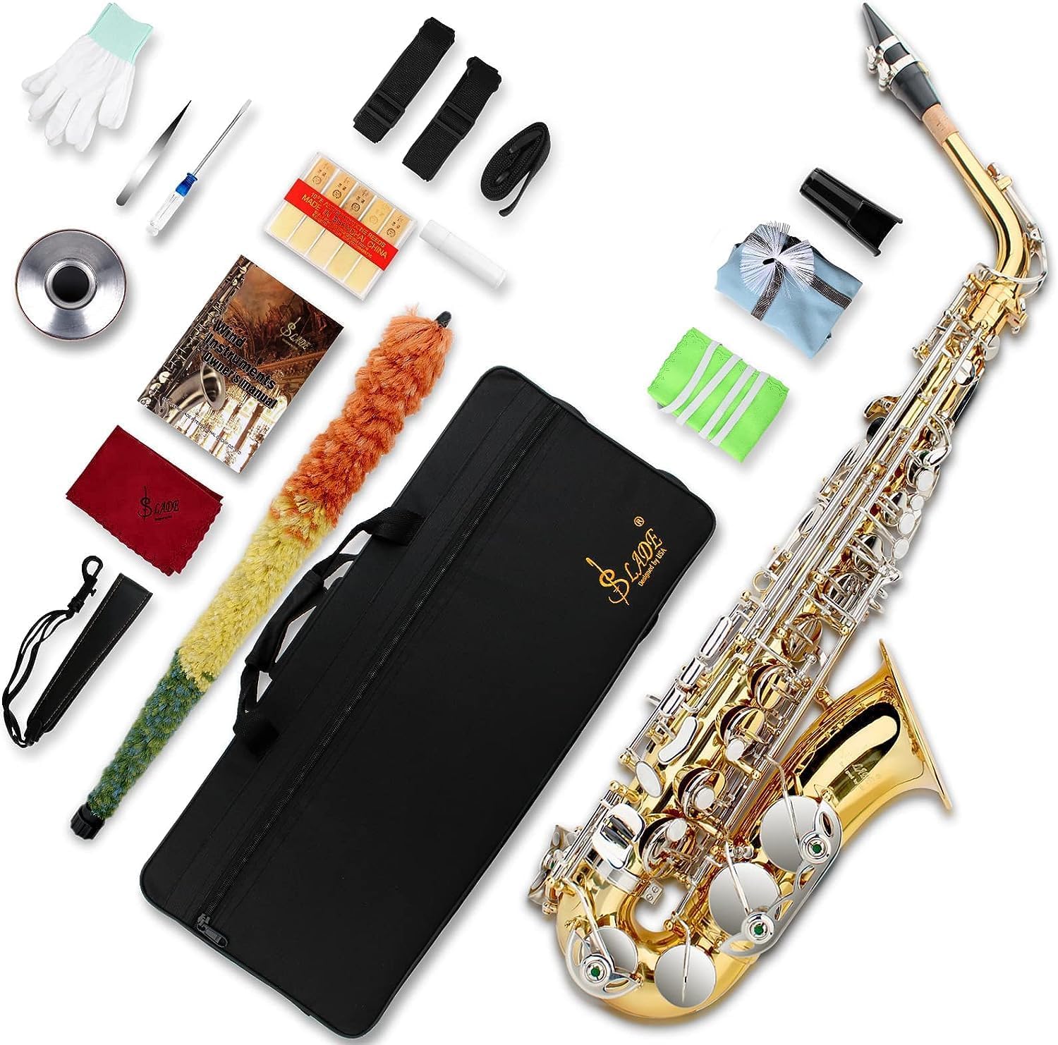 SLADE Alto Saxophone Eb Alto Saxophone for Beginner Students, Gold & Silver