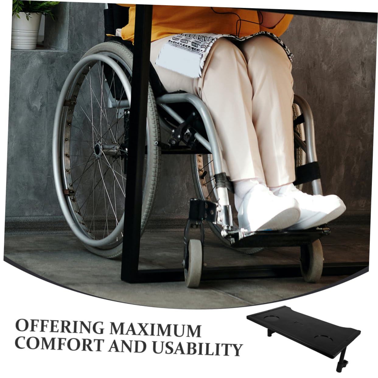 Table à Manger pour Fauteuil Roulant Pliable Abs Noir 2 Pièces