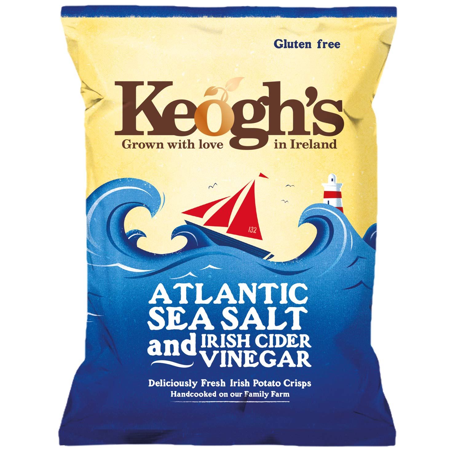Pack of 24 Keogh's Atlantic Sea Salt and Irish Cider Vinegar Potato Chips Crisps 50g (1.76oz) Gluten Free - Vegan Friendly (Irish Online Supermarket)