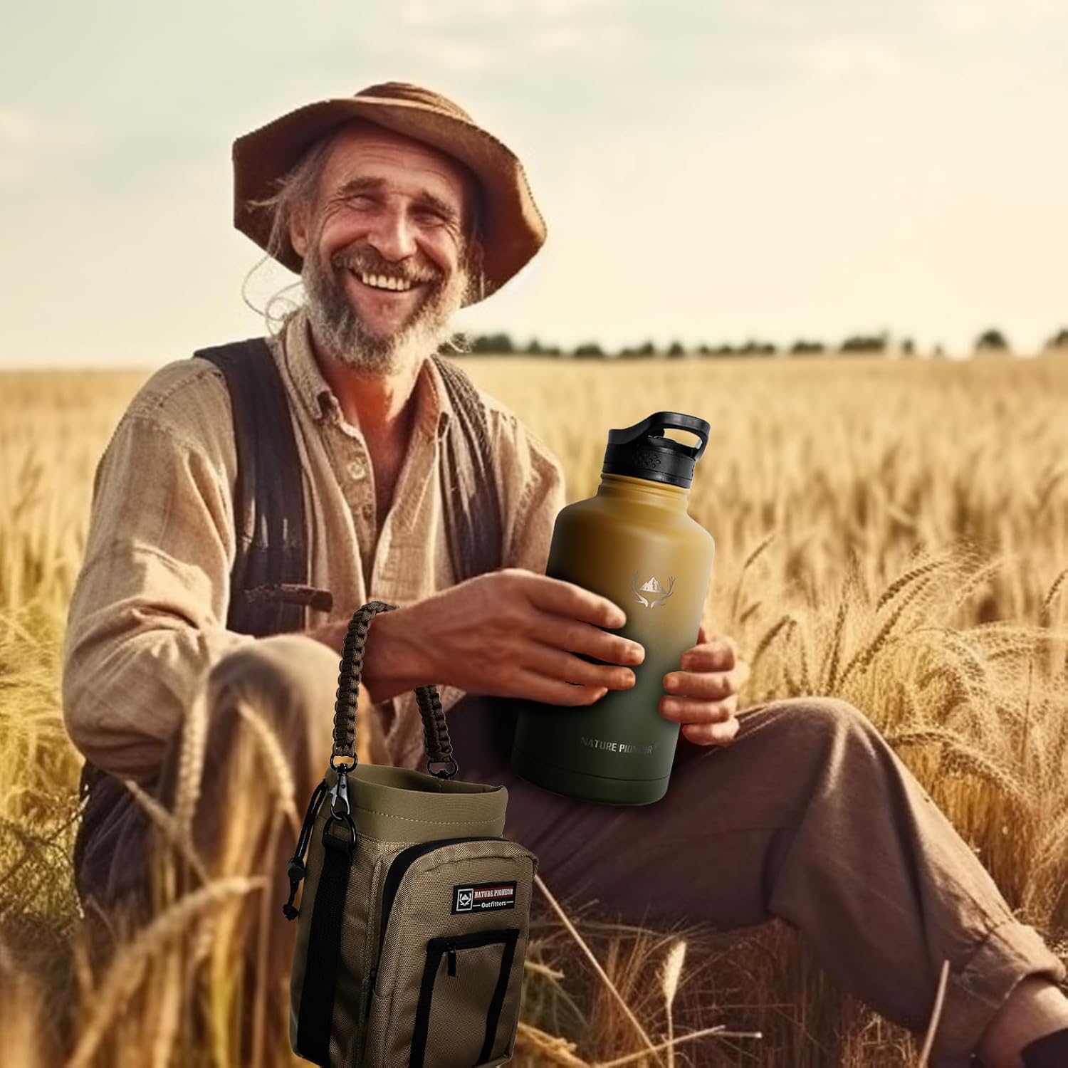 NATURE PIONEOR Insulated Water Bottles with Straw - 64oz Stainless Steel Vacuum Bottle with Holder/Carrier/Sleeve - Reusable 18/8 Food Grade Half Gallon Water Jug - Image 8