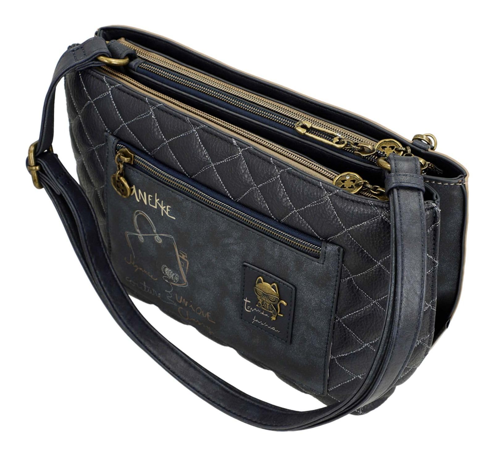 Anekke - Sac à bandoulière FEMME anthracite et beige