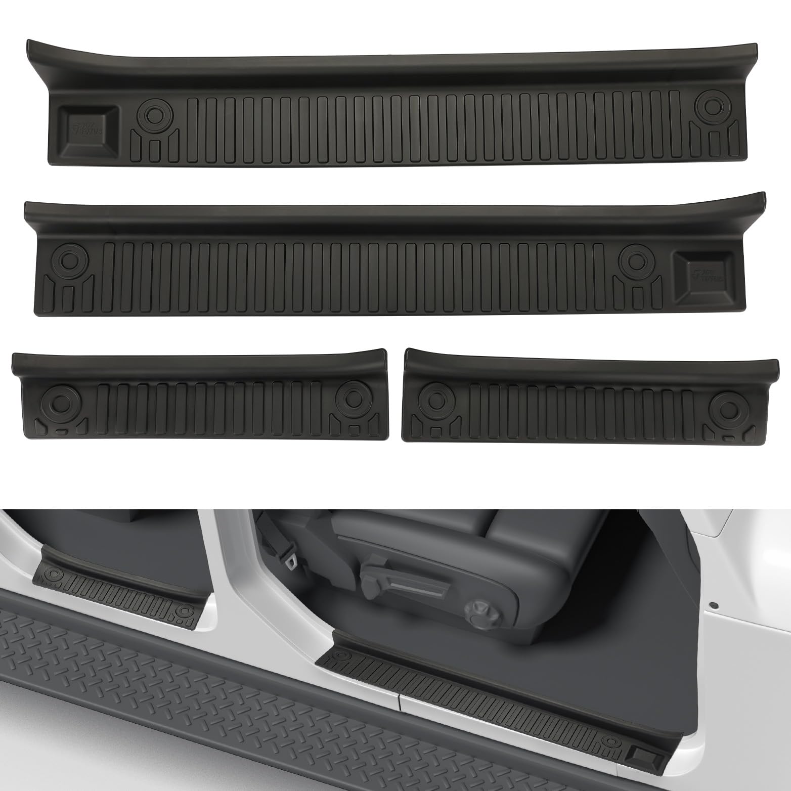 Photo 1 of JOYTUTUS Gladiator Door Sill Guards Compatible with Gladiator JT 2020-2024, Gladiator JT Door Sill Protectors Entry Guards 4 Door Protector Accessories Black Entry Scuff Plate Cover (4pcs Set)