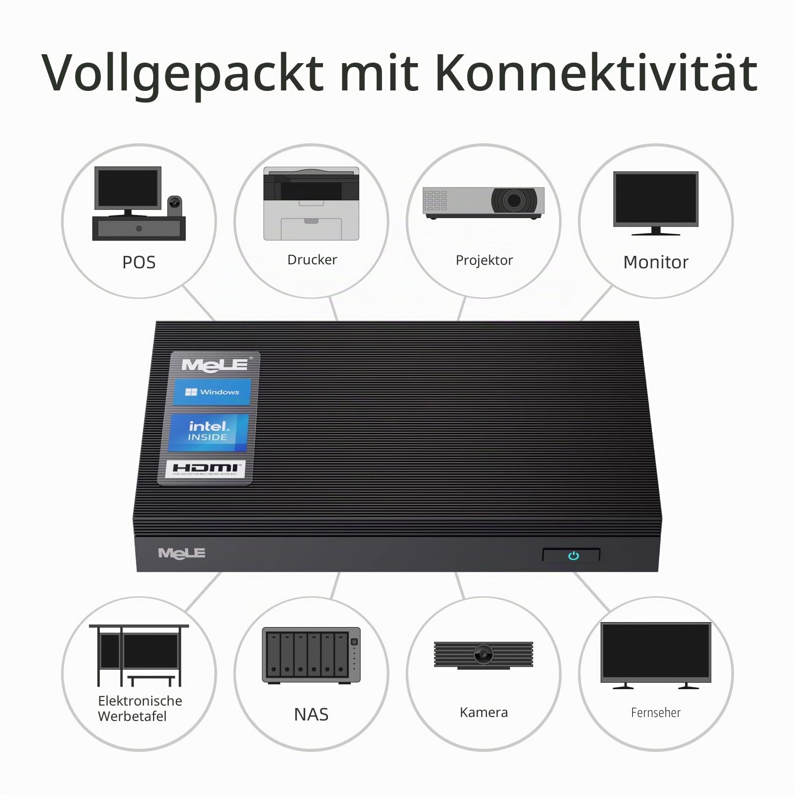 MeLE Lüfterloser Mini-PC Windows 10 Pro Celeron J4125 8GB DDR4 256GB eMMC Ultra-Thin Mini Desktop Computer 4K HDMI x2, Dual Band WiFi, USB x4 Gigabit Ethernet, BT 4.2