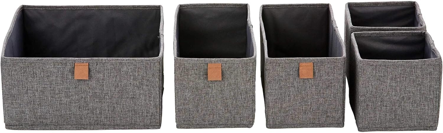 Scatola Organizzatrice Armadio LOVE IT STORE IT - Tessuto Lino Con Rinforzi Legno, 33x50x24cm Grigio, Pieghevole - Foto 11