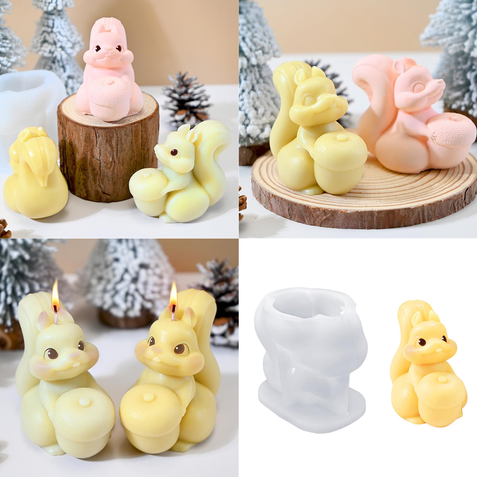 Ywmsfl 3D Squirrels Silicone Moulds Animal Molds Epoxy Resin Molds Handmade Soap Molds Plasters Molds for Making