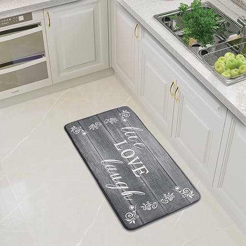 Miniatura 6 de Sweetshow Tapete de cocina gris, lavable, antideslizante, para estar de pie, tapete de cocina, puerta de baño, juego de alfombras de 39 x 20