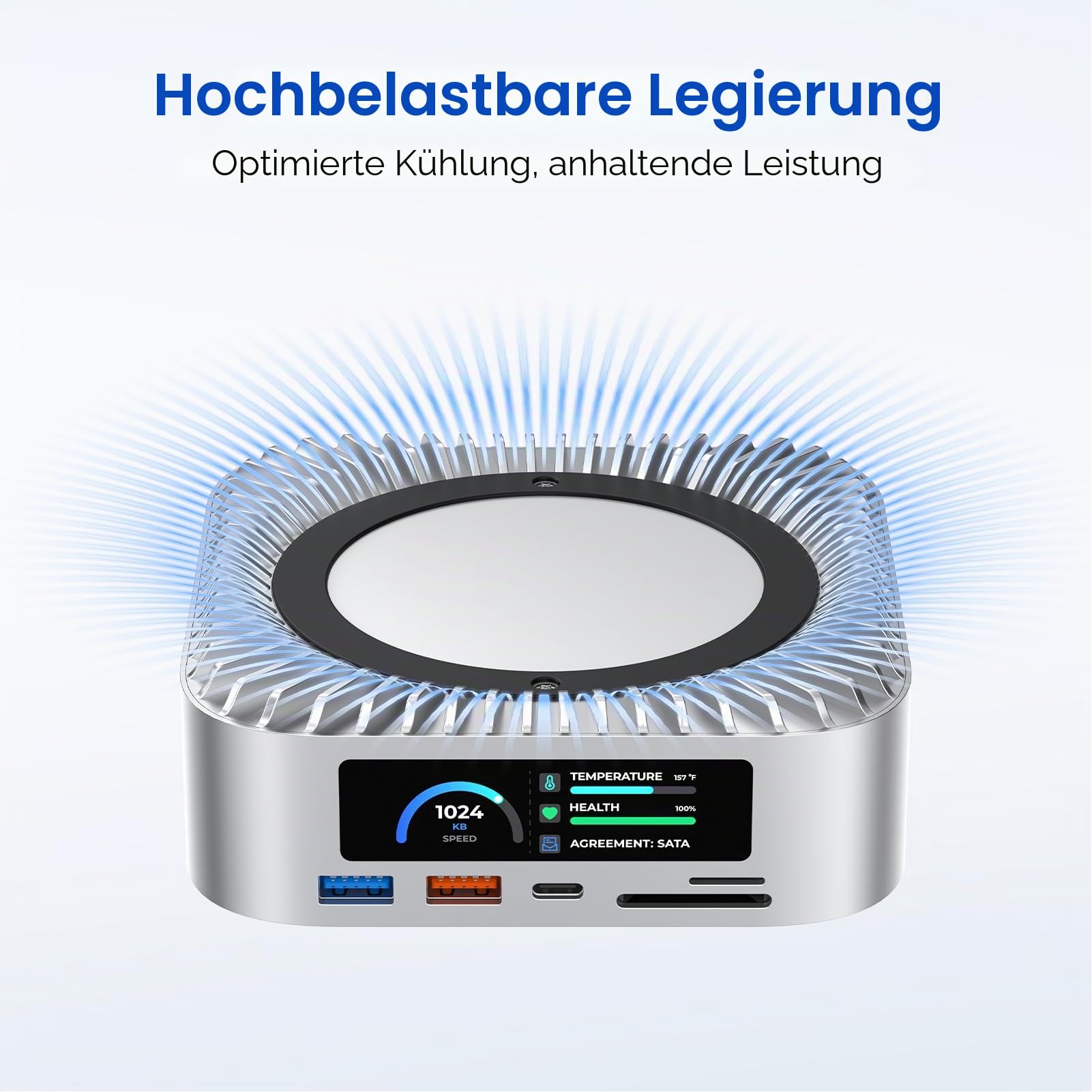 RayCue All-in-One Dock für Mac mini M4 mit 8TB SSD, 4K60Hz HDMI, USB-C & USB-A (10G/5G), SD/TF, Audio - 2024 Mac mini M4 Dockingstation