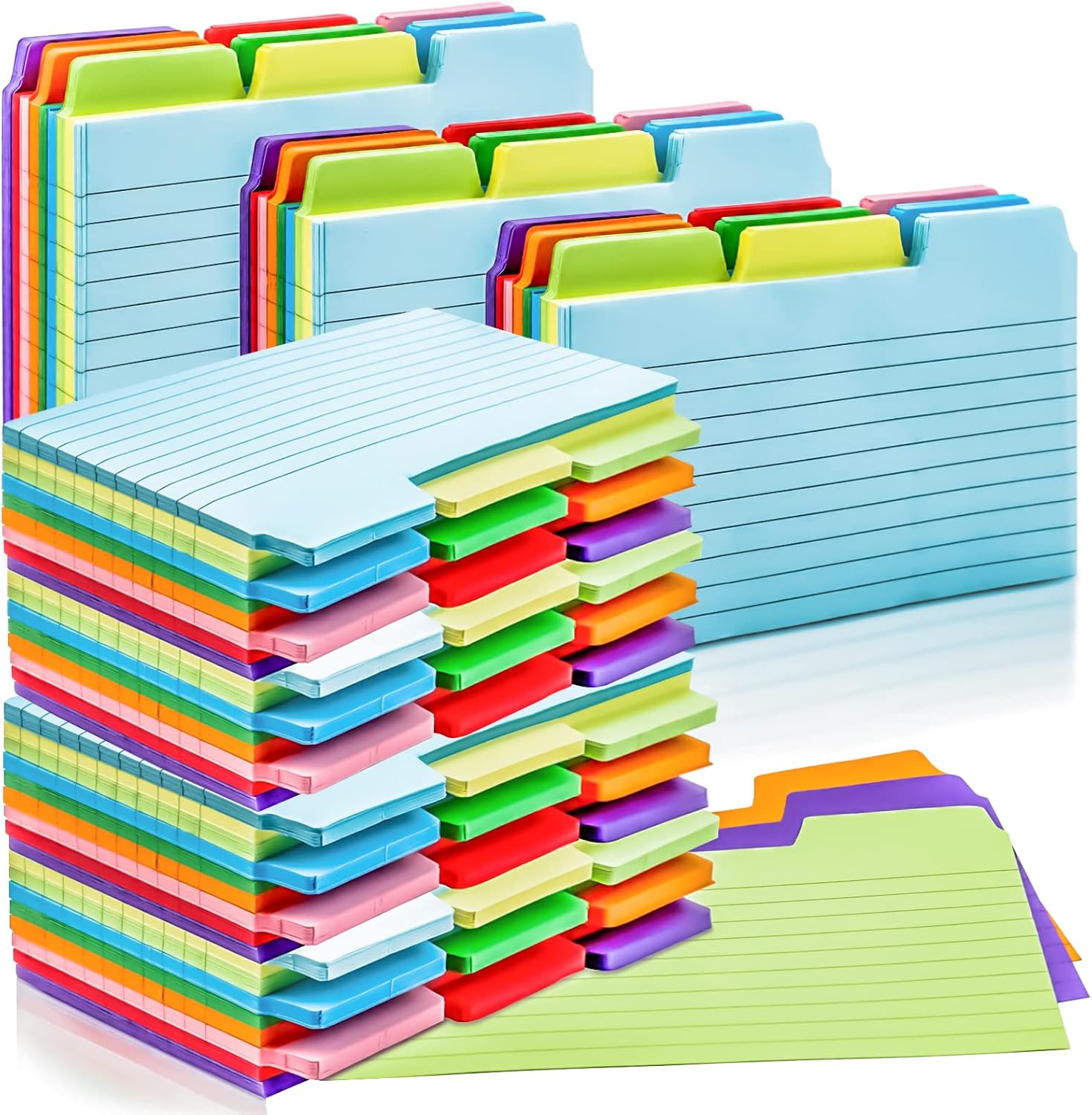MotBach 360 PCS Tabbed Colorful Flash Cards, Assorted