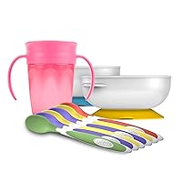 Vista 1 de Dr. Brown's Cucharas de alimentación para niños pequeños, paquete de 6, tazón de succión antideslizante, paquete de 2 y Milestones™ Cheers360™ Taza
