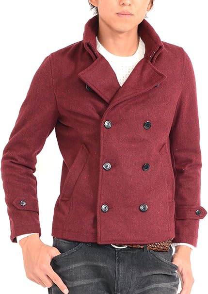 Amazon スペイド Spade Pコート メンズ ナポレオンコート ピーコート ショート丈 コート W511 Xl ワイン コート ジャケット 通販