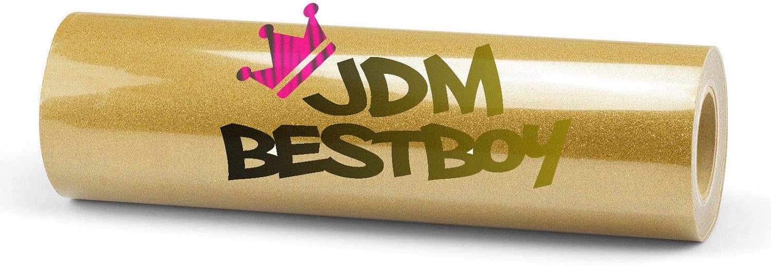 20"x120" (1.66FTx10FT) Yellow Gold Glitter Heat Transfer Vinyl Best HTV for Silhouettee Cameo and Cricut Sheet DIY Iron On Heat Press T-Shirt Clothes and Other Textiles