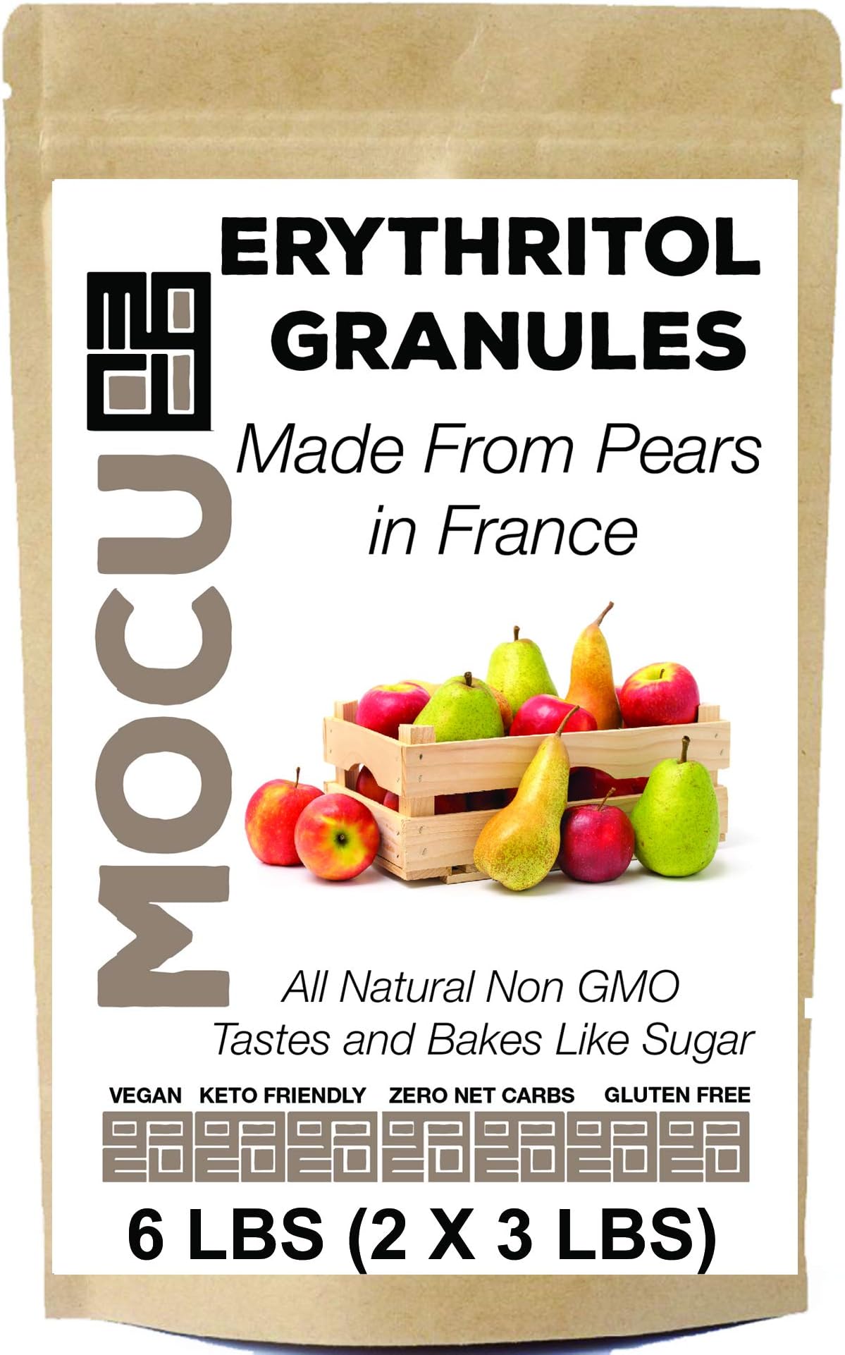 Erythritol Granules | Made From Non GMO Pears In France | Not From Corn Sludge in China | 6 LB | Zero Calories | No Net Carbs