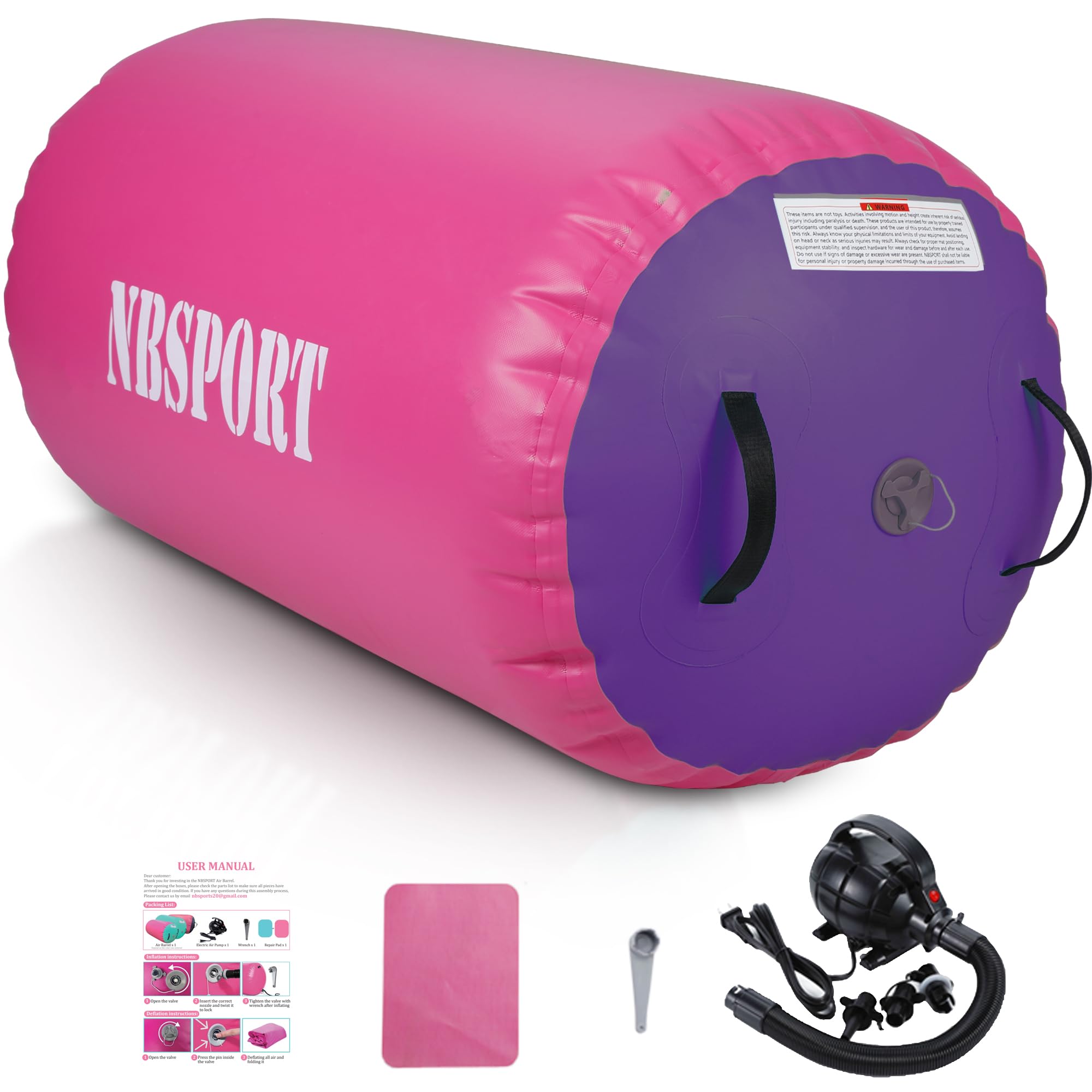 NBSPORT Inflatable Gymnastics Mat 10ft/13ft/16ft/20ft Air Tumble Track 4/8 inches Thickness Tumbling Mat with Electric Air Pump for Home/Training/Cheerleading/Yoga