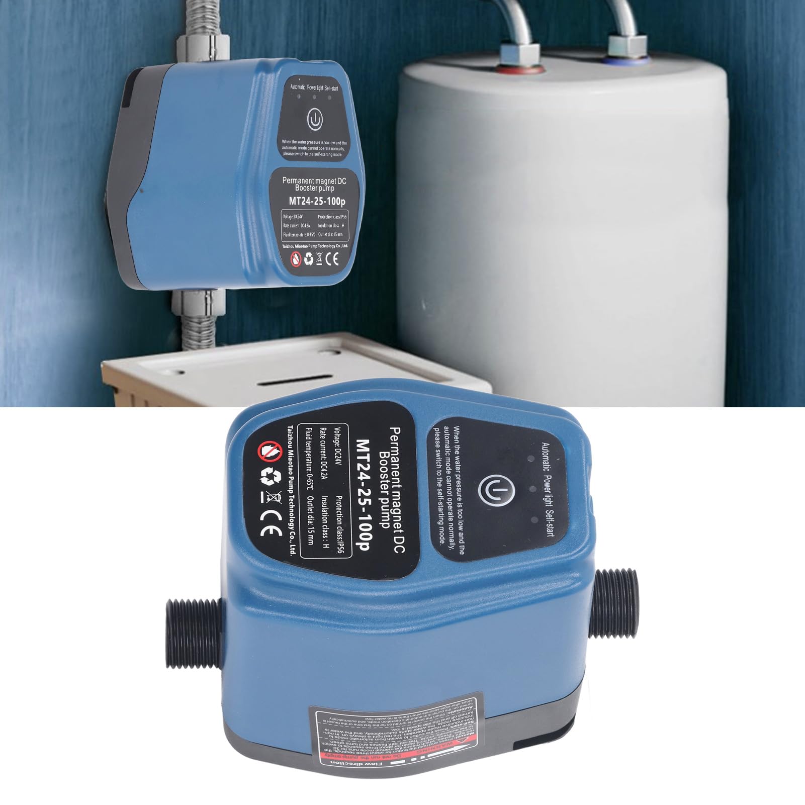 Bomba de refuerzo de presión de agua, 100 W, 24 V, sensor inteligente automático, bomba de refuerzo de calentador de agua doméstico, 25 l/min, para grifo de cocina, ducha fría caliente, jardín
