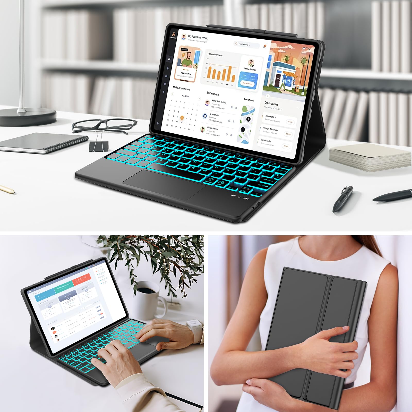 FOGARI Teclado con Touchpad para Honor Pad X8a/X8b 11" | Funda con Español Ñ Teclado para Honor Pad X8a/X8b Bluetooth Teclado Retroiluminado con Trackpad, Negro