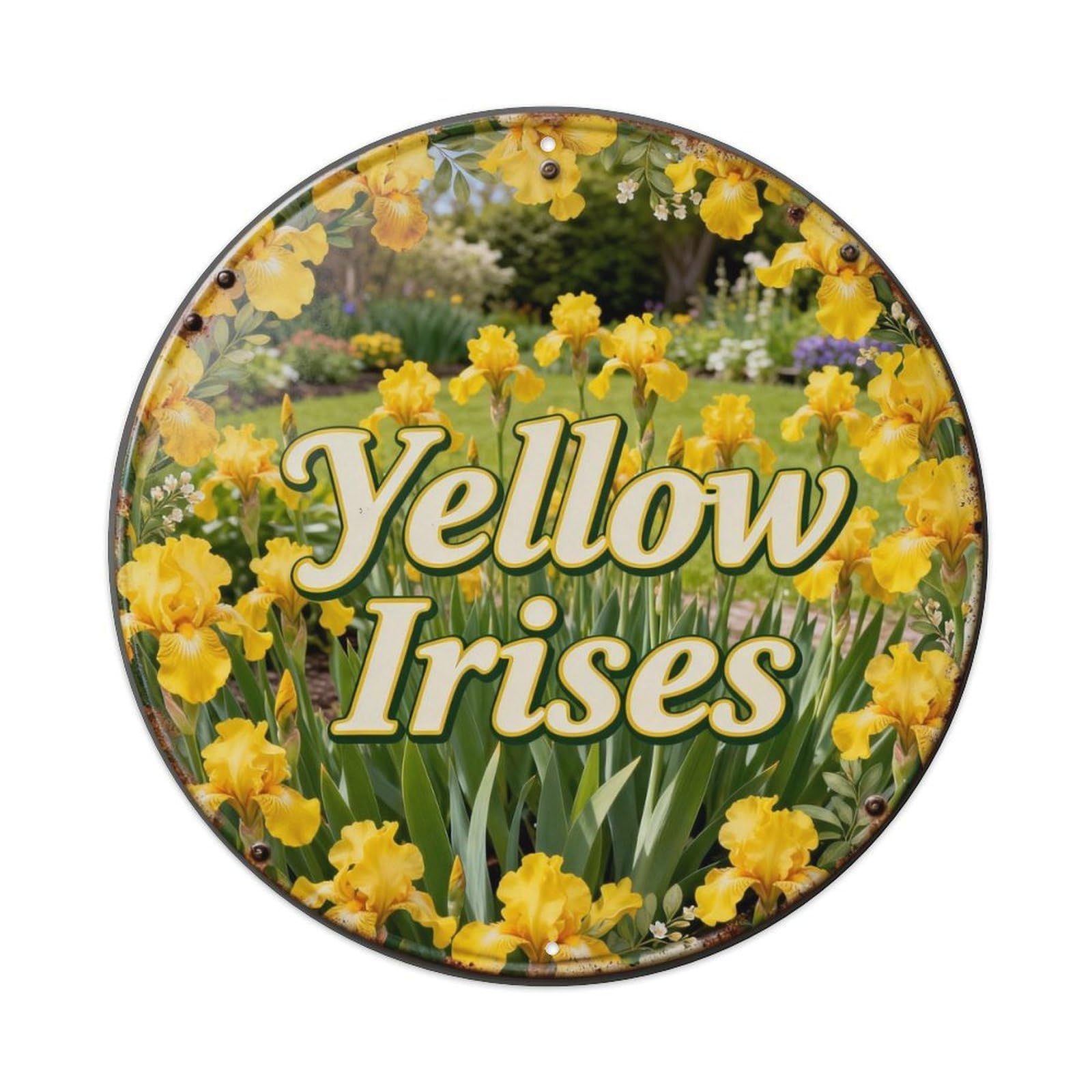 Yellow Irises Metal Tin Sign Plaque